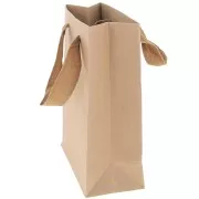 Pochette cadeau en kraft avec anses en nylon tressé 16x12x6 cm - Marron x1