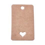 Etiquettes rectangles cartonnées 50x30 mm - motif coeur - Kraft x100|raw }}