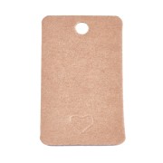 Etiquettes rectangles cartonnées 50x30 mm - motif coeur - Kraft x100