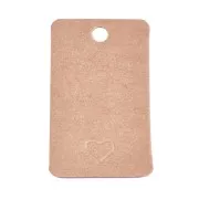 Etiquettes rectangles cartonnées 50x30 mm - motif coeur - Kraft x100