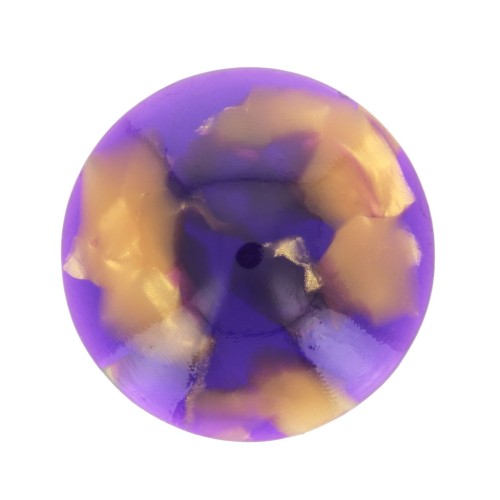 Cabochon rond en acétate 18 mm - Ecaille de tortue - Violet - Doré x1