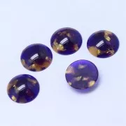 Cabochon rond en acétate 18 mm - Ecaille de tortue - Violet - Doré x1