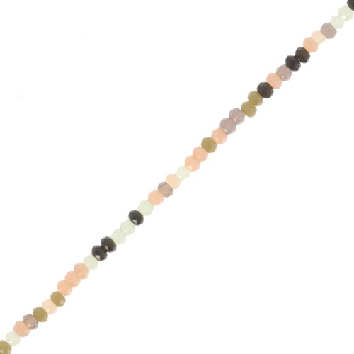 Perles rondelles facettées rondes aplaties 2.5x1.5 mm Noir - Vert - Saumon x30cm