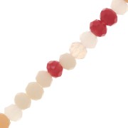 Perles rondelles facettées - rondes aplaties -3x2 mm - Rouge - Rose clair - Ecru x43cm|raw }}
