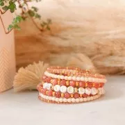 Perles Rondes facettées 3 mm pierre gemme  Agate teintée - Sable x37cm