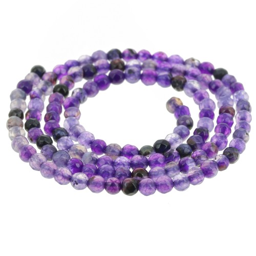 Perles Rondes facettées 3 mm pierre gemme Agate teintée - Violet x36cm