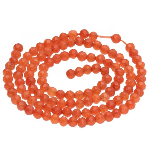 Perles Rondes facettées 3.5 mm pierre gemme Agate - Orange x37cm