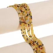 Perles Rondes facettées 3 mm pierre gemme Agate teintée - Multi jaune - Vert x38cm
