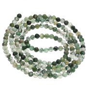 Perles Rondes facettées 2.5 mm pierre gemme  - Agate Verte x38cm