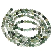 Perles Rondes facettées 2.5 mm pierre gemme  - Agate Verte x38cm