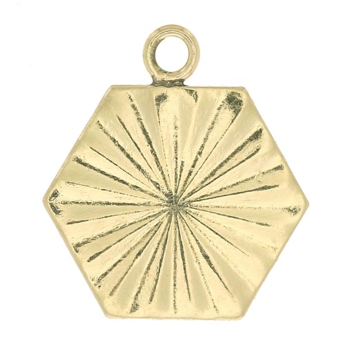 Breloque hexagonale travaillée 11x10 mm - Gold filled (or laminé) x1
