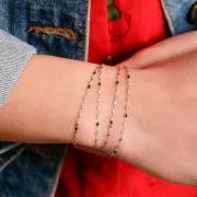 Chaîne maille fantaisie - résine époxy 1.5 mm - Noir - Acier inoxydable x90cm