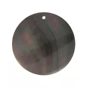Pendentif rond 20 mm en nacre - Gris irisé x1