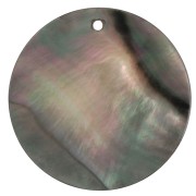 Pendentif rond 40 mm en nacre - Gris irisé x1