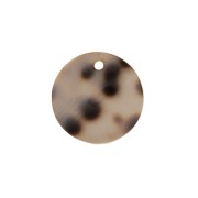 Sequin rond 15 mm imprimé léopard en nacre - Marron - Noir x1|raw }}