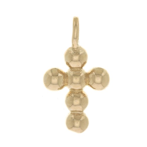 Breloque croix avec petites boules 12x7 mm - Plaqué Or 3 microns x1