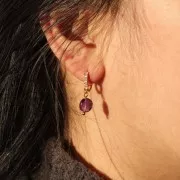 Dormeuses créoles avec oxydes de zirconium - 12 mm - Crystal - Doré à l'Or Fin x2