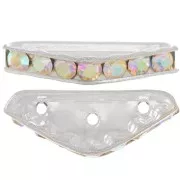 Rondelle Demi-Lune 3 trous 22x8 mm argentée Crystal AB x1