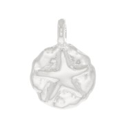Breloque ronde irrégulière motif étoile de mer 9 mm - Placage Argent fin x1|raw }}