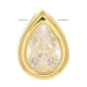 Pendentif goutte avec un oxyde de zirconium 9x6 mm - Doré à l'or fin - Crystal x1|raw }}