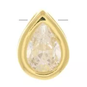 Pendentif goutte avec un oxyde de zirconium 9x6 mm - Doré à l'or fin - Crystal x1