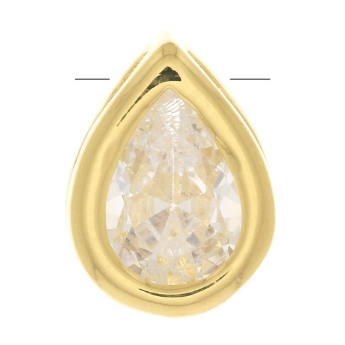 Pendentif goutte avec un oxyde de zirconium 9x6 mm - Doré à l'or fin - Crystal x1