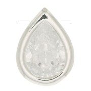 Pendentif goutte avec un oxyde de zirconium 9x6 mm - Placage Argent fin - Crystal x1