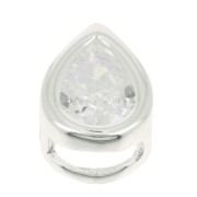 Pendentif goutte avec un oxyde de zirconium 9x6 mm - Placage Argent fin - Crystal x1