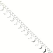 Chaîne maille Rombo avec petites lunes 6.75 mm - Placage argent fin x50cm