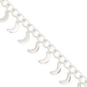 Chaîne maille Rombo avec petites lunes 6.75 mm - Placage argent fin x50cm