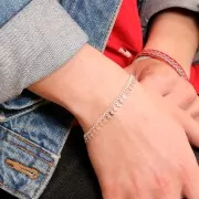 Chaîne maille Rombo avec petites lunes 6.75 mm - Placage argent fin x50cm