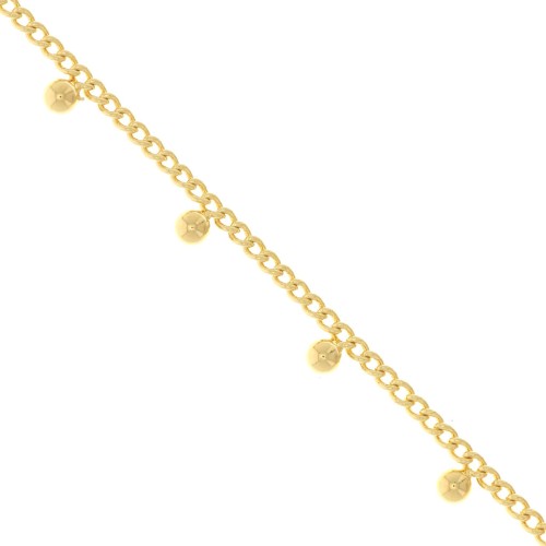 Chaîne maille Rombo avec petites boules 4.8 mm  - Doré à l'or fin x50cm