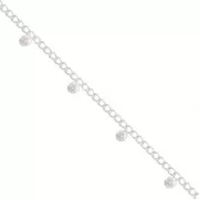 Chaîne maille Rombo avec petites boules 4.8 mm - Placage argent fin x50cm