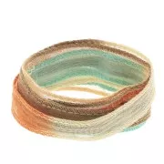 Ruban de soie 10 mm - Tie and dye - Bleu clair - Marron - Orange x85cm