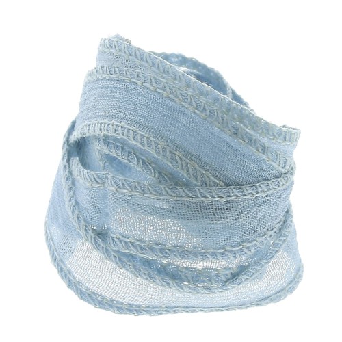 Ruban de soie 10 mm - Bleu ciel x85cm