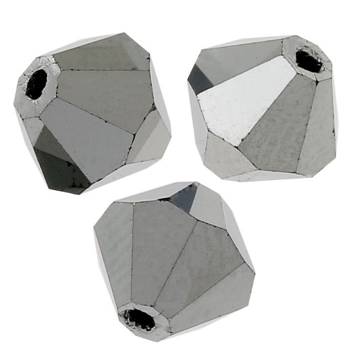 Perles toupies Preciosa - Rondelle Bead 6 mm - Jet Hematite Full x12