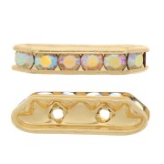 Intercalaire strass 2 rangs 21x6 mm dorée Crystal AB x1|raw }}