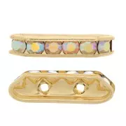 Intercalaire strass 2 rangs 21x6 mm dorée Crystal AB x1
