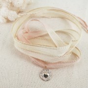 Ruban de soie 10 mm - Ecru x85cm