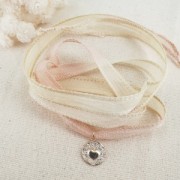 Ruban de soie 10 mm - Nude x85cm