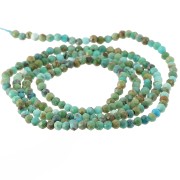 Perles rondes facettées 2 mm pierre gemme  - Turquoise naturelle x40cm
