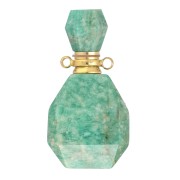 Flacon de parfum pendentif en pierre gemme 39x20 mm Amazonite Acier inox Doré x1|raw }}