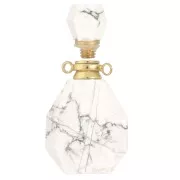 Flacon de parfum pendentif en pierre gemme 38x20 mm - Howlite - Acier inox Doré x1