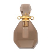 Flacon de parfum pendentif en pierre gemme 37x20mm - Quartz fumé Acier inox doréx1