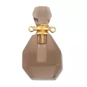 Flacon de parfum pendentif en pierre gemme 37x20mm - Quartz fumé Acier inox doréx1