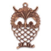Pendentif hibou 55 mm cuivré x1