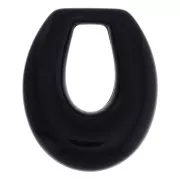 Pendentif goutte évidée en résine opaque 33x27 mm - Noir x1