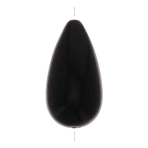 Perle poire en résine opaque 26x14 mm - Noir x1