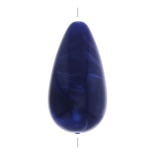 Perle poire en résine opaque 26x14 mm - Bleu marine marbré x1
