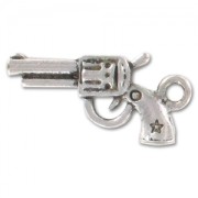 Breloque pistolet 23 mm argenté vieilli x1